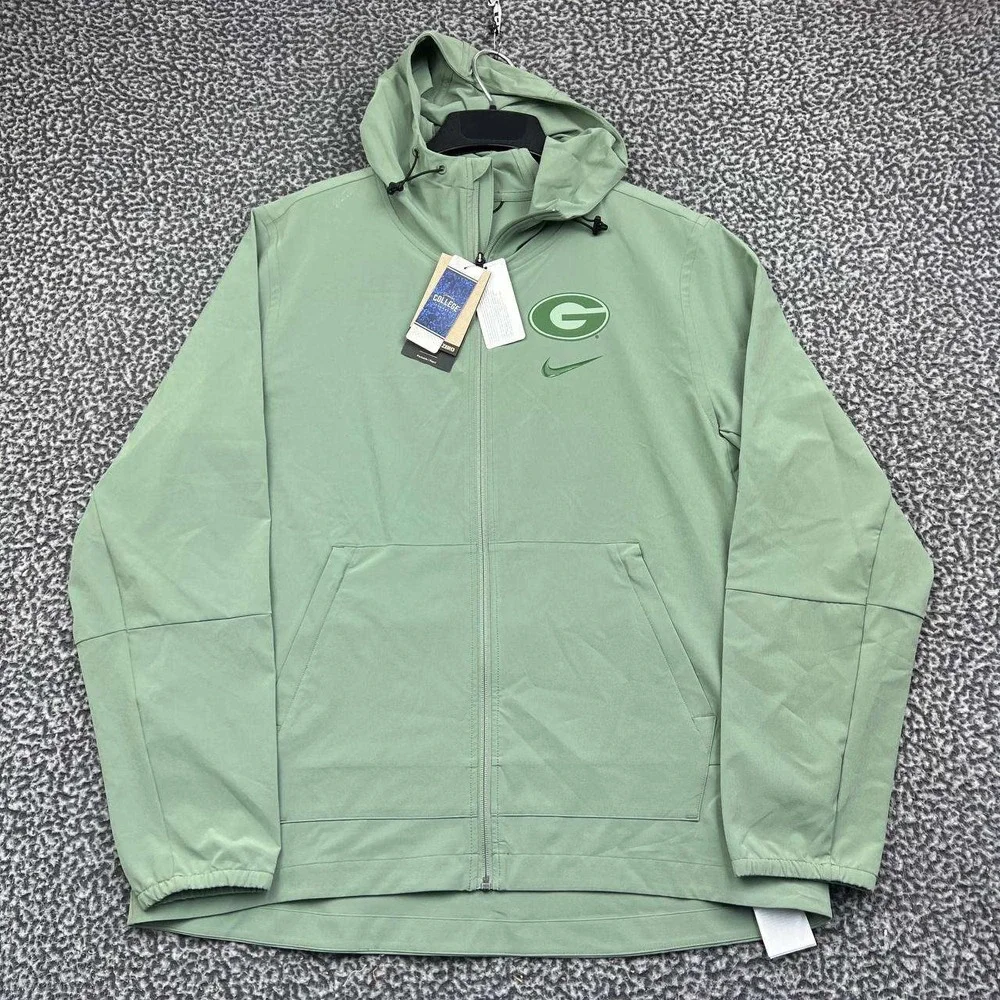 Nike Georgia Bulldogs UGA Windbreaker Jacket Men Large Green Full Zip New L